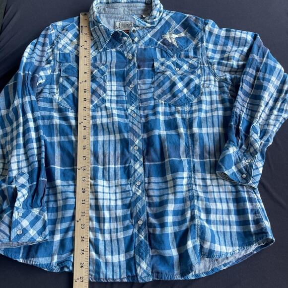 Schmidt Workwear Shirt Womens XL Plaid Western Pearl Snap Bird Embroidered - Picture 9 of 9